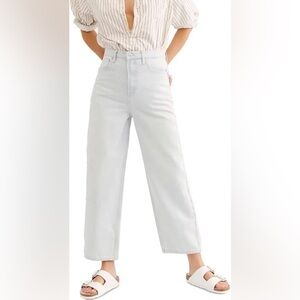We The Free People Frank Dad Icy Light Wash 100% Cotton Cropped Barrel Jeans